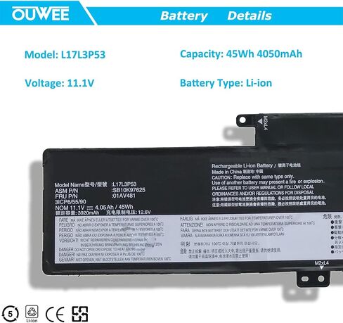 بطارية كمبيوتر محمول L17L3P53 L17M3P55 متوافقة مع Lenovo ThinkPad L380 Yoga L390 Yoga Serie Notebook 01AV482 SB10K97626 01AV481 SB10K97625 L17C3P53 01AV483 SB10K97627 11.1V 45Wh 4050mAh in Saudi Arabia