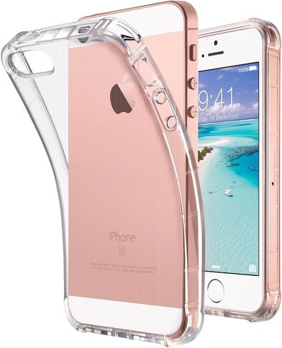 حافظة ULAK iPhone SE شفافة (إصدار 2016)، حافظة iPhone 5s، حافظة iPhone 5، حافظة شفافة رفيعة 5/5S/SE مع غطاء ممتص للصدمات من مادة TPU الناعمة الشفافة المرنة - عبوة للبيع بالتجزئة - شفاف عالي الدقة in Kuwait