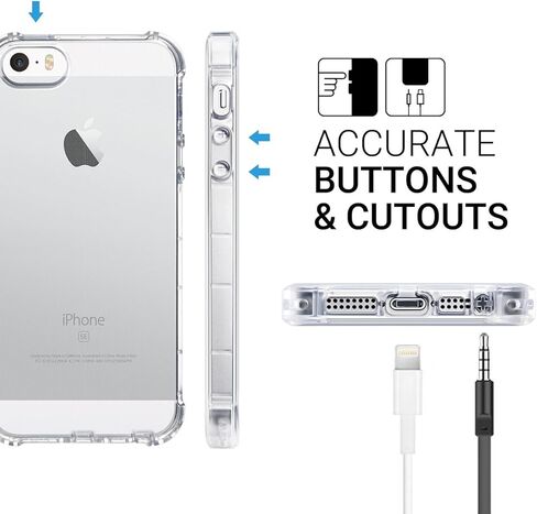 حافظة ULAK iPhone SE شفافة (إصدار 2016)، حافظة iPhone 5s، حافظة iPhone 5، حافظة شفافة رفيعة 5/5S/SE مع غطاء ممتص للصدمات من مادة TPU الناعمة الشفافة المرنة - عبوة للبيع بالتجزئة - شفاف عالي الدقة in Kuwait