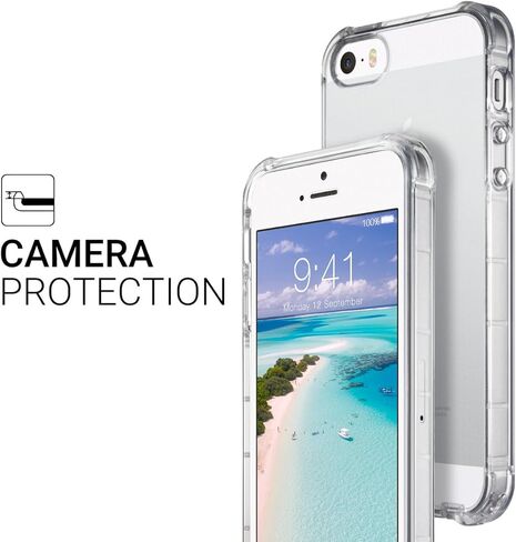 حافظة ULAK iPhone SE شفافة (إصدار 2016)، حافظة iPhone 5s، حافظة iPhone 5، حافظة شفافة رفيعة 5/5S/SE مع غطاء ممتص للصدمات من مادة TPU الناعمة الشفافة المرنة - عبوة للبيع بالتجزئة - شفاف عالي الدقة in Kuwait