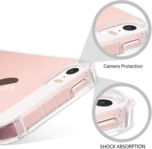 حافظة ULAK iPhone SE شفافة (إصدار 2016)، حافظة iPhone 5s، حافظة iPhone 5، حافظة شفافة رفيعة 5/5S/SE مع غطاء ممتص للصدمات من مادة TPU الناعمة الشفافة المرنة - عبوة للبيع بالتجزئة - شفاف عالي الدقة in Kuwait