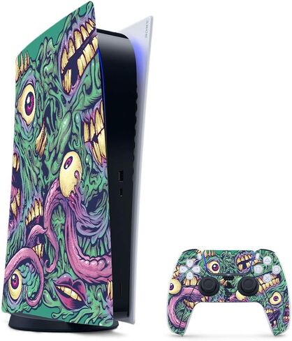 MightySkins Gaming Skin for PS5 / Playstation 5 Bundle - Biohazard | Protective Viny wrap | Easy to Apply and Change Style | Made in The USA in Saudi Arabia