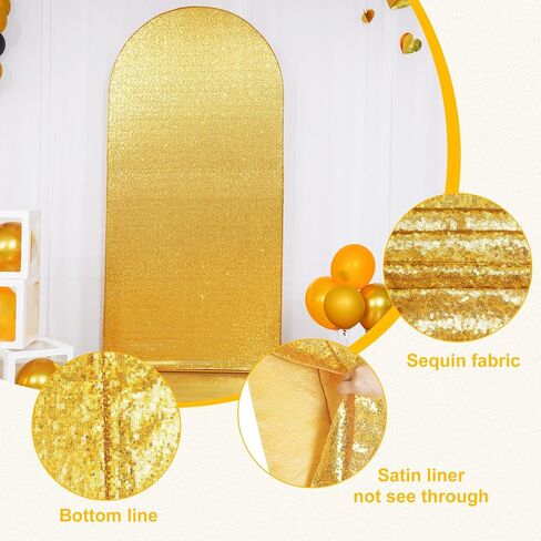 Eternal Beauty 7.2 FT Arch Backdrop Covers Sequin Backdrop Gold Backdrop Arch Cover for Wedding Party Birthday Photography Background Arch Stand in Kuwait