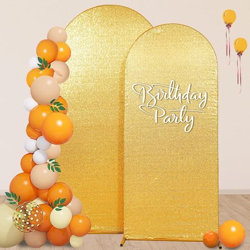 Eternal Beauty 7.2 FT Arch Backdrop Covers Sequin Backdrop Gold Backdrop Arch Cover for Wedding Party Birthday Photography Background Arch Stand in Kuwait