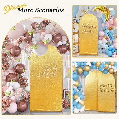 Eternal Beauty 7.2 FT Arch Backdrop Covers Sequin Backdrop Gold Backdrop Arch Cover for Wedding Party Birthday Photography Background Arch Stand in Kuwait