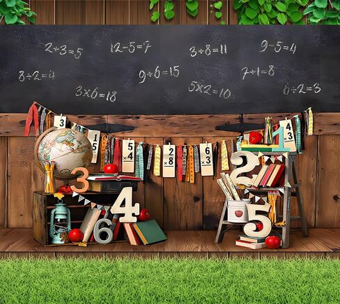 7x5ft Back to School Backdrop for Photography Vintage Classroom Math Problem On Blackboard Background Classmate Teachers Students Kids Backdrop for Shooting Vinyl in Saudi Arabia