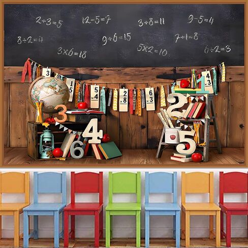 7x5ft Back to School Backdrop for Photography Vintage Classroom Math Problem On Blackboard Background Classmate Teachers Students Kids Backdrop for Shooting Vinyl in Saudi Arabia