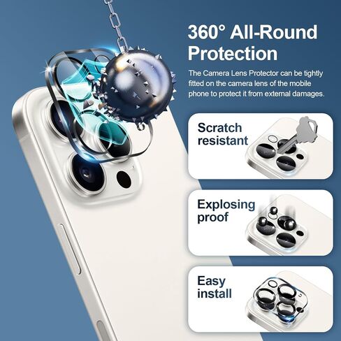 2+3 Pack Screen Protector for iPhone 14 Pro Max with 3 Pack Tempered Glass Screen Protective Film and 2 Pack Camera Lens Protector [9H Hardness] [Bubble Free] Protective Film in Kuwait