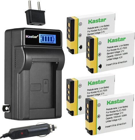 Kastar 3-Pack KLIC-7003 Battery and LCD AC Charger Compatible with Kodak KLIC-7003 K7003 Battery, Kodak EasyShare M380, EasyShare M381, EasyShare M420, EasyShare V803, EasyShare V1003 Digital Camera in Saudi Arabia