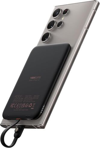 VEEKTOMX Slim Portable Charger, 5000mAh Lightweight Power Bank with Wired USB C Cable, Ultra Thin Battery Pack Compatible with iPhone 15/Plus/Pro/Pro Max/Samsung/Android(Non-Wireless Charging), Black in Saudi Arabia