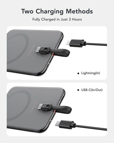 VEEKTOMX Slim Portable Charger, 5000mAh Lightweight Power Bank with Wired USB C Cable, Ultra Thin Battery Pack Compatible with iPhone 15/Plus/Pro/Pro Max/Samsung/Android(Non-Wireless Charging), Black in Saudi Arabia
