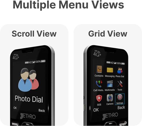 Jethro SC490 4G هاتف خلوي كبير غير مقفل، أزرار كبيرة، شاشة كبيرة، يتضمن قاعدة شحن ومحول بطاقة SIM، سهل الاستخدام لكبار السن والأطفال، معتمد من لجنة الاتصالات الفيدرالية/IC in Saudi Arabia