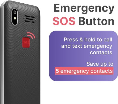 Jethro SC490 4G هاتف خلوي كبير غير مقفل، أزرار كبيرة، شاشة كبيرة، يتضمن قاعدة شحن ومحول بطاقة SIM، سهل الاستخدام لكبار السن والأطفال، معتمد من لجنة الاتصالات الفيدرالية/IC in Saudi Arabia