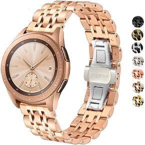 Band Compatible for Samsung Galaxy watch 6/6 Classic/Galaxy Watch 5/5 Pro / 4/4 Classic / 3 41mm / Active 2, 20mm Stainless Steel Metal Replacement Strap for Women Men