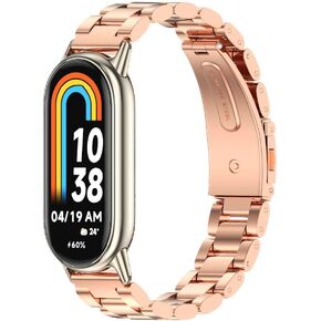 XIHAMA Mi Band 8 Watch Band - Stainless Steel Metal Band Replacement Strap Compatible for Xiaomi Mi Band 8 Tracker smartwatch