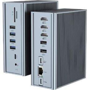 USB C Docking Station by OBERSTER, 16 in 1 Triple HDMI Display, 100W PD, Ethernet, 3.5mm Audio, USB-A/C 10Gbps, SD/TF for Mac Pro/Air and Thunderbolt 3 Laptops