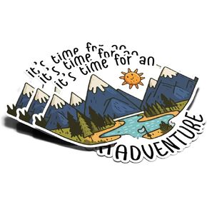(3Pcs) It's Time for an Adventure Sticker Camping Hiking Mountain Travel Decal Waterproof Vinyl Stickers Adult for Laptop Kindle Car Tumbler Water Bottle Mug Phone Notebook Helmet - Size 3"x2.2"