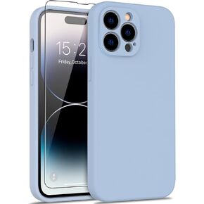 DEENAKIN Compatible with iPhone 14 Pro Max Case with Screen Protector - Silky Soft Silicone - Enhanced Camera Cover - Slim Fit Protective Phone Case for Men Women Girls 6.7" - Army Green