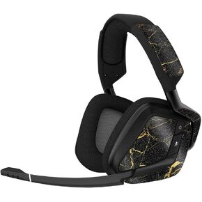 MightySkins Glossy Glitter Skin for Corsair Void Pro Gaming Headset - Black Gold Marble | Protective, Durable High-Gloss Glitter Finish | Easy to Apply, Remove, and Change Styles | Made in The USA
