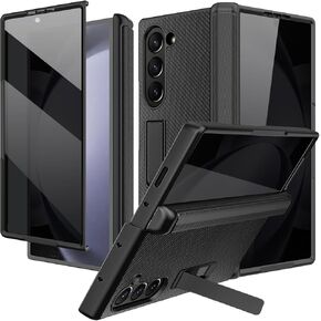 NINKI for Samsung Galaxy Z Fold 6 Case with Privacy Screen Protector,4 in 1 Magnetic Hinge Case for Samsung Z Fold 6 Case with Kickstand, Z Fold 6 Leather Case for Galaxy Z Fold 6 5G Phone Case Black in Kuwait