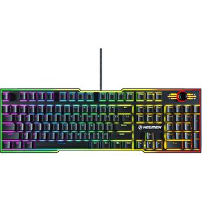 لوحة مفاتيح الألعاب Newmen GM711 كاملة الحجم بإضاءة خلفية RGB ولوحة مفاتيح ميكانيكية قابلة للتبديل السريع مع التحكم في الوسائط المتعددة ولوحة مفاتيح ألعاب الكمبيوتر السلكية ذات 104 مفتاح لنظام التشغيل Windows Mac (مفتاح أحمر) in Kuwait