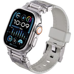 Armor Bands Compatible with Apple Watch Ultra 2/Ultra Band 49mm/45mm/44mm/42mm for Men, Sport Replacement Strap for iWatch SE2/SE/9/8/7/6/5/4/3/2/1