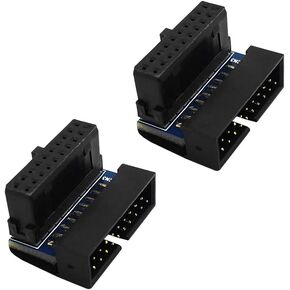 (2-Pack) COMeap USB 3.0 90 Degree Motherboard Adapter, USB 3.0 20 Pin Male to Female L Turn Right Angle Power Board for Desktop Motherboard Internal Header (Up Angled)