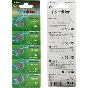 CR 1216 Batteries 3.0v Lithium Button Cell Battery Combo Pack - 5 Count
