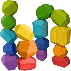 XXL Wooden Balancing Rocks for Kids | Premium Montessori Toy for Fine Motor Skills & ADHD | Eco-Friendly Tiger Beechwood Stacking Stones | Safe, Non-Toxic, and Sustainable