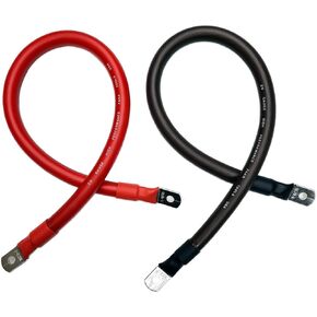 2/0 AWG Gauge Red OR Black Battery Inverter Cables Solar, RV, Car, Boat ,Made in The USA by PAKA Tools (2 FEET,Both END 3/8, Black)