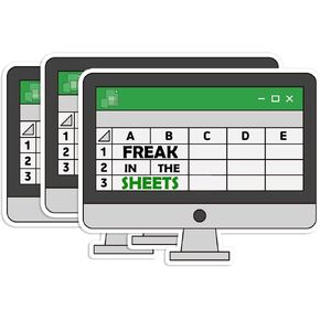 Set 3PCS - Freak in The Sheets Sticker Funny Accountant Accounting 2" Water Assistant, Vinyl Waterproof Die-Cut Sticker for Laptop, Water Bottle, Hard Hat, Helmet, Car, Phone (2 inches)