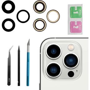 3 Pcs/Set Back Rear Camera Lens Replacement for iPhone 13 Pro Max, Rear Back Glass Camera Lens Cover Replacement with Pre-Installed Adhesive + Repair Tool Kit, Anti-Lens Scratch & Waterproof