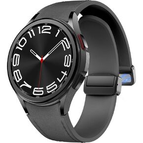 Magnetic No Gap Leather Watch Band, Compatible with Samsung Galaxy Watch 7/6 44mm 40mm/Galaxy Watch 5 Pro 45mm/Galaxy Watch 5 44mm 40mm/Galaxy Watch 4 44mm 40mm, Sport Silicone Watch Strap for Samsung Galaxy Watch