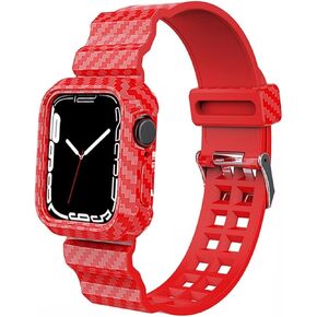 Compatible for Apple Watch Band, Crystal Clear iWatch Band Strap with Rugged Bumper Case 38mm/40mm/41mm/42mm/44mm/45mm/49mm Bands for Apple Watch Series SE/8/7/6/5/4/3/2