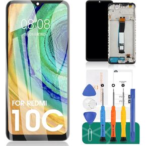 for Xiaomi Redmi 10C LCD Screen Replacement for Redmi 10C Display Digitizer Repair Kits for Redmi 10C Touch Screen Assembly Replacement with Frame 220333QAG (Not for Xiaomi Poco C40)