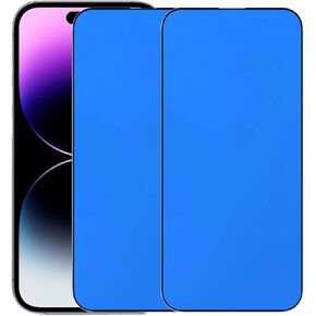 قطعتان من واقي الشاشة من الزجاج المقوى المقاوم للون الأزرق لهاتف iPhone 14 Pro Max، 6.7 بوصة صلابة 9H مضادة للخدش مغطاة بالكامل (ذهبي)