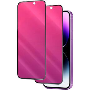 Compatible with iPhone 14 Pro Privacy Screen Protector mirror Tempered Glass Anti-Spy colorful eye protection Anti Bluelight Full Coverage case friendly clear Film 6.1 inch 2 pack (Pink)