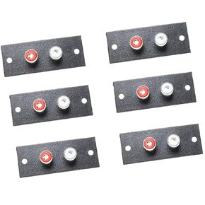 jing Black 2 Way RCA Terminal Wall Panel Plate Input Phono Chassis Socket AV Audio Connector - (6 Pcs)