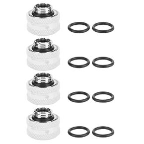 4 Pcs/Pack 16mm Tube Fitting, Water Cooling Compression Fitting, with Sealing Ringsfor Rigid AcrylicTube, for Computer Water Cooling System (White)