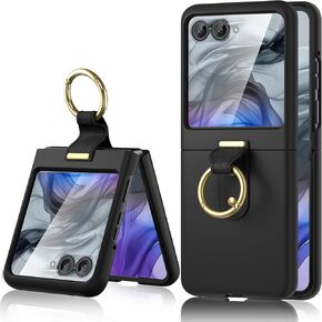 Maxdara for Motorola Razr 2024 Case [Not Fit Razr Plus 2024], Moto Razr 2024 Ring Case with Built-in Screen Protector, Hard PC Ultra Thin Shockproof Protective Phone Case for Moto Razr 2024 (Black)
