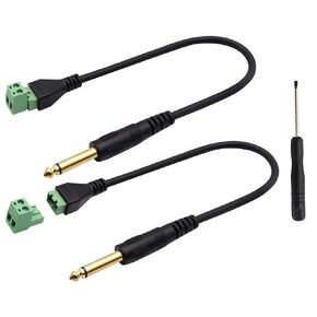 zdyCGTime 6.35mm Screw Terminal Block Connector Cable 6.35mm （1/4 Inch） Stereo Audio Male to 2 Pin/Way Female Bolt Screw Shield terminals Pluggable Microphone Type Adapter Cable（30CM/2Packs 3-Pole/M