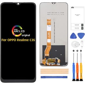for Oppo Realme C35 RMX3511 Screen Replacement Touch Digitizer LCD Display Full Assembly Repair Kits,with Tools