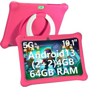 تابلت SGIN مقاس 10 بوصات للأطفال، تابلت Android 13 للأطفال مع حافظة للأطفال، ذاكرة وصول عشوائي 2+2 جيجابايت وذاكرة وصول عشوائي 64 جيجابايت، 5000 مللي أمبير في الساعة، كاميرا مزدوجة، شاشة 1280 * 800، تابلت KIDOZ المثبت مسبقًا للأطفال الصغار، التحكم الأبوي  in Kuwait