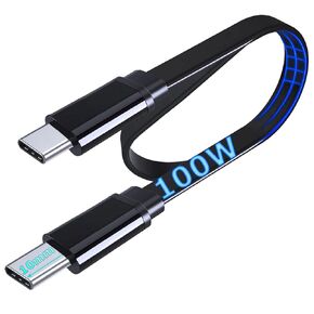 Flat Design USB-C to USB-C 100W Fast Charger Cable compatible with iPhone 15 Pro Max,Galaxy S23,Pixel 8 | 10mm Long Tip Type C Cable for Blackview/DOOGEE/Ulefone/OUKITEL Rugged Phone Tablet