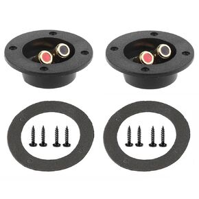 3-'' Double Binding Round Gold Plate Push Spring Loaded Jacks Connector Speaker Box Terminal Cup (Black - 2pcs), (B-S)