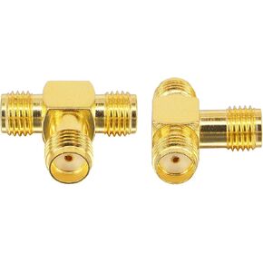 Boobrie SMA Splitter Adapter SMA Female to Dual SMA Female Triple Tee Connector Splitter Antenna SMA 2-Way Converter for WiFi Aerial FPV Drone Radio Baofeng Yaesu Camera Pack of 2