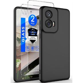 for Motorola Moto G Stylus 5G 2024 Case with 2X Screen Protector, Camera Protection, Soft Anti-Scratch Microfiber Lining, Ultra Slim Liquid Silicone Protective Phone Case (Black, CS)