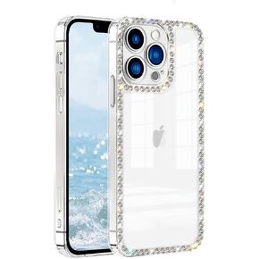 Compatible with iPhone 14 Case Clear Bling Diamond Rhinestone Cute for Girls Women Girly Case Glitter Shiny Sparkle Bumper Design Soft Silicone Luxury Fashion Protective 3D Phone Case