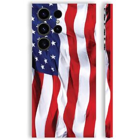 غلاف MightySkins متوافق مع هاتف Samsung Galaxy S23 Ultra Full Wrap - العلم الأمريكي | غطاء ملتف واقٍ ومتين وفريد ​​من نوعه من الفينيل | سهل التطبيق وتغيير الأنماط | صنع في الولايات المتحدة الأمريكية