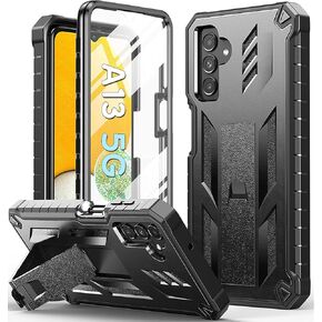 for Samsung Galaxy A13 5G Case: TPU Soft Shock Proof Protection | Matte Textured Design Shell - Heavy Duty Military Grade Rugged Cell Phone Protective Cover with Kickstand for A13 5G (Black)
